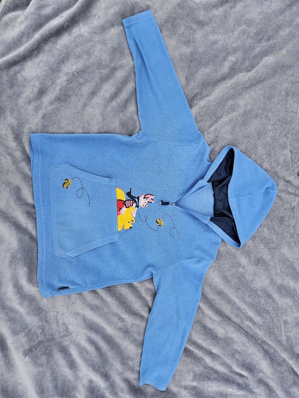 Winnie-the-Pooh Blue Fleece Hooded Pullover with Bee & Character Appliqué